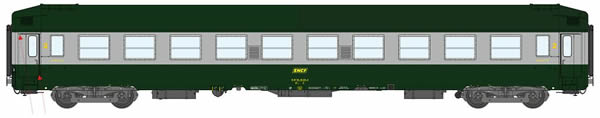 REE Modeles VB-180 - French SNCF UIC Sleeping Coache B9C9x Green 302 / ALU, Yellow Logo Era IV HIGH ROOF
